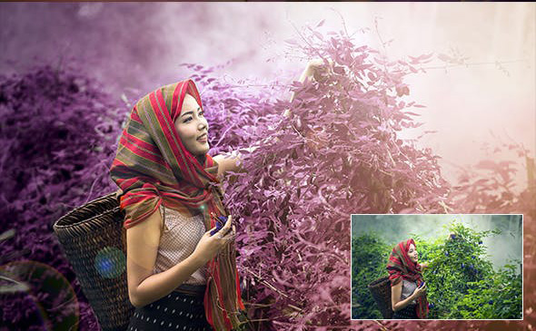 دانلود اکشن زیبای فتوشاپ  Purplish Land with Flare PS Action