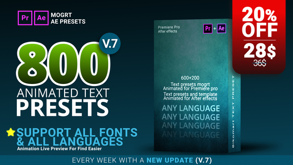 دانلود ۸۰۰ پریست آماده متن برای پریمیر و افتر افکت Text Presets for Premiere Pro & After effects دانلود ۸۰۰ پریست آماده متن برای پریمیر و افتر افکت Text Presets for Premiere Pro & After effects