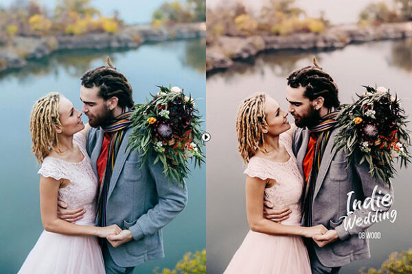 32 پریست لایت روم تنظیم رنگ عکس عروسی Indie Wedding Presets