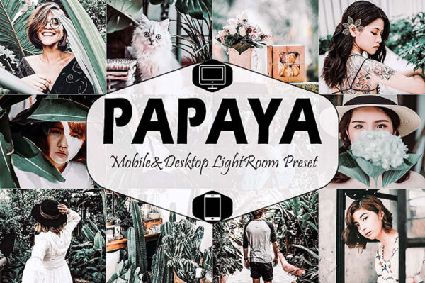 6 پریست لایت روم دسکتاپ و موبایل تم سبز Papaya Mobile And Desktop Lightroom Presets