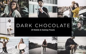 ۲۰ پریست لایت روم و پریست کمرا راو و لات رنگی شکلاتی تیره Dark Chocolate LR Presets
