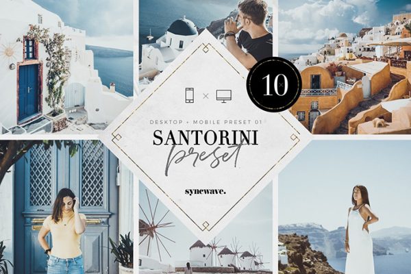 ۱۰ پریست رنگی لایت روم حرفه ای تم روشن Santorini Lightroom Presets Bundle