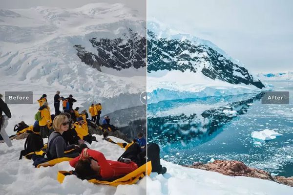 ۴۰ پریست لایت روم و پریست Camera Raw و اکشن فتوشاپ تم قطب جنوب Antarctica Pro Lightroom Presets
