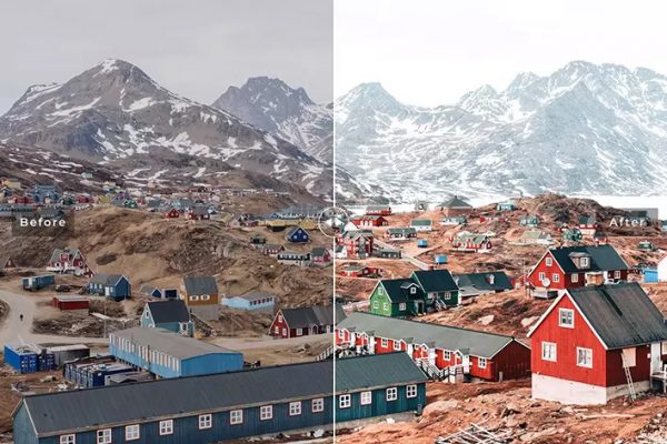 ۴۰ پریست لایت روم و پریست کمرا راو و اکشن فتوشاپ گرینلند دانمارک Greenland Lightroom Presets