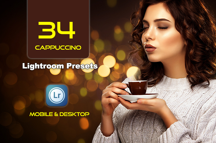 34 پریست لایت روم پرتره و کمرا راو و اکشن کمرا راو فتوشاپ کاپوچینو Cappuccino Lightroom Presets