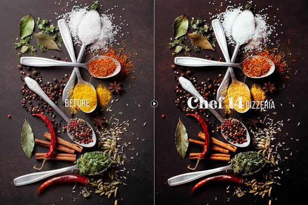 150 پریست لایت روم مواد غذایی و پریست کمراراو فتوشاپ Chef Food Lightroom Presets