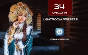 34 پریست لایت روم و Camera Raw و اکشن کمرا راو فتوشاپ تم تک شاخ Unicorn Lightroom Presets