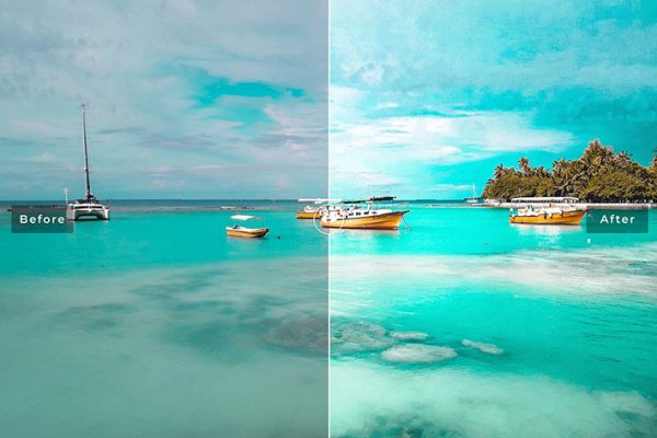 34 پریست لایت روم و Camera Raw و اکشن کمرا راو فتوشاپ تم سبز آبی Aquamarine Lightroom Presets