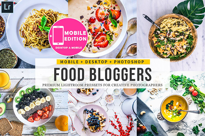 60 پریست لایت روم غذایی و پریست کمرا راو فتوشاپ Food Blogger Lightroom Presets