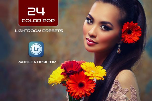 24 پریست لایت روم حرفه ای تم رنگ شاد Color Pop Lightroom Presets
