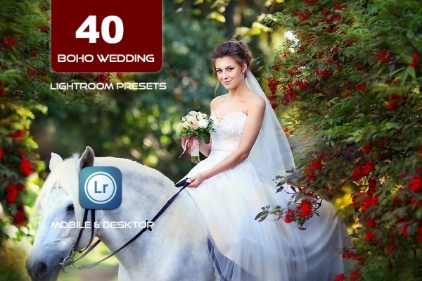 40 پریست لایت روم عروسی و اکشن کمرا راو فتوشاپ Boho Wedding Lightroom Presets