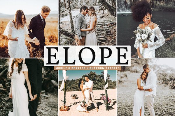 40 پریست لایت روم عروسی و کمرا راو و اکشن کمرا راو فتوشاپ Elope Lightroom Presets