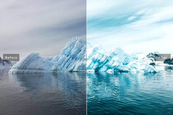 40 پریست لایت روم و کمرا راو و اکشن کمرا راو فتوشاپ تم قطب جنوب Antarctica Lightroom Presets