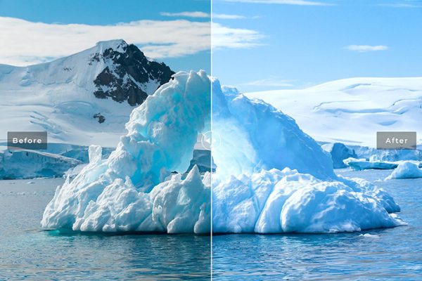 40 پریست لایت روم و کمرا راو و اکشن کمرا راو فتوشاپ تم قطب جنوب Antarctica Lightroom Presets