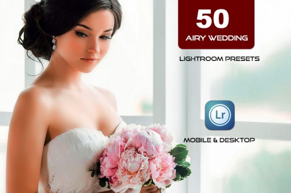 50 پریست لایت روم عروسی تم رنگی روشن Bright Airy Wedding Preset Pack