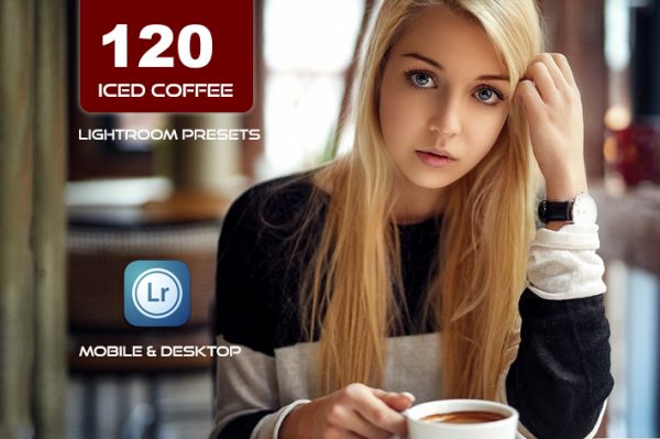 120 پریست لایت روم و پریست کمرا راو فتوشاپ و LUTs تم رنگی قهوه Iced Coffee Lightroom Preset LUTs