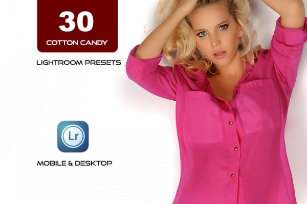 30 پریست لایت روم حرفه ای تم رنگ صورتی Cotton Candy Lightroom Presets