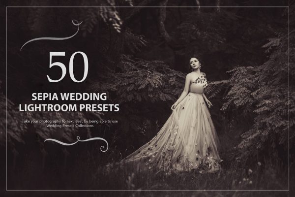 50 پریست لایت روم عروسی حرفه ای تم تناژ قهوه ای Sepia Wedding Lightroom Presets