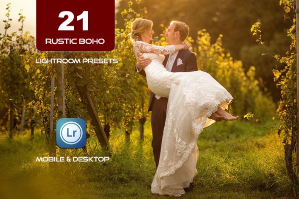 21 پریست لایت روم عروسی حرفه ای تم عشق روستایی RUSTIC BOHO LIGHTROOM PRESETS