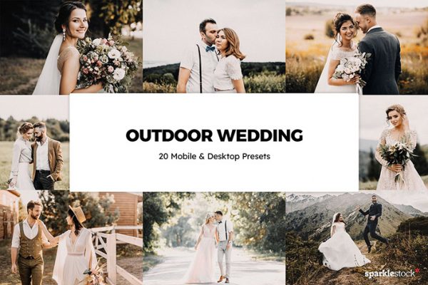 120 پریست لایت روم و پریست کمرا راو فتوشاپ و LUTs عروسی فضای باز Outdoor Wedding Lightroom Presets