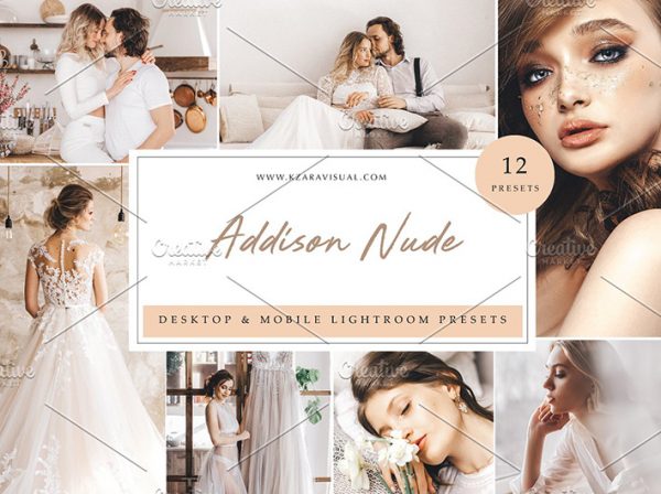 36 پریست لایت روم رنگی 2022 تم عاشقانه Addison Nude Lightroom Presets
