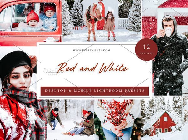 36 پریست لایت روم کریسمس 2022 تم قرمز و سفید Red and White Lightroom Presets
