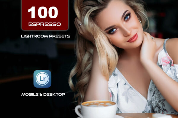 100 پریست لایت روم و کمرا راو و اکشن و لات رنگی تناژ شکلاتی Espresso Presets Photoshop actions