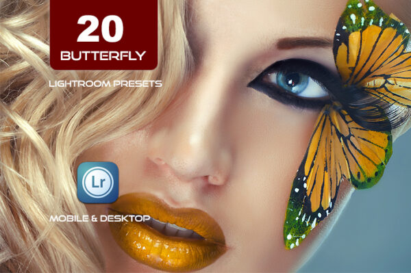 20 پریست لایت روم حرفه ای 2022 عکس پرتره تم پروانه Butterfly Lightroom Presets