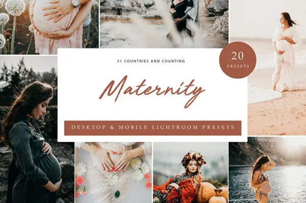 40 پریست لایت روم حرفه ای 2022 رنگی عکاسی بارداری Maternity Lightroom Presets