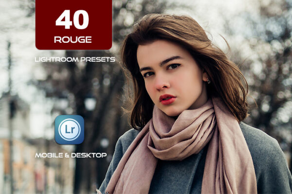 40 پریست لایت روم پرتره و کمرا راو و اکشن کمرا راو فتوشاپ تم رژگونه Rouge Pro Lightroom Presets