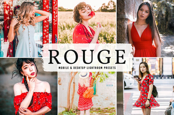 40 پریست لایت روم پرتره و کمرا راو و اکشن کمرا راو فتوشاپ تم رژگونه Rouge Pro Lightroom Presets