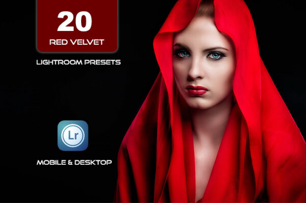 20 پریست لایت روم حرفه ای 2022 رنگی تم مخمل قرمز Red Velvet Lightroom Presets