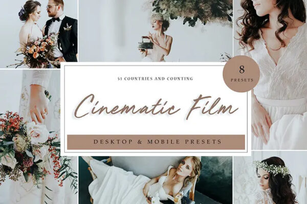 24 پریست لایت روم عروسی 2022 حرفه ای تم سینمایی Lightroom Presets Cinematic Film