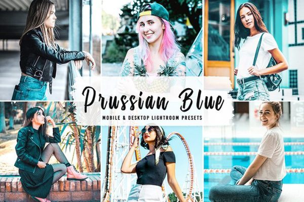 40 پریست لایت روم پرتره و کمرا راو و اکشن کمرا راو فتوشاپ تم آبی Prussian Blue Lightroom Presets