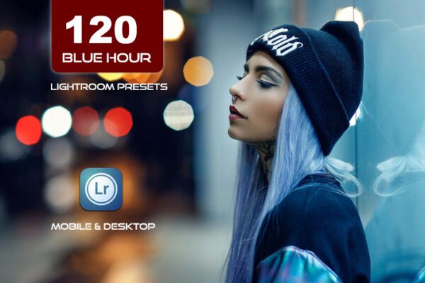 120 پریست لایت روم 2022 و پریست کمرا راو فتوشاپ و لات رنگی تم ساعت آبی Blue Hour Lightroom Presets LUTs
