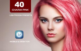 40 پریست لایت روم پرتره و کمرا راو و اکشن کمرا راو فتوشاپ تم صورتی Charm Pink Lightroom Presets