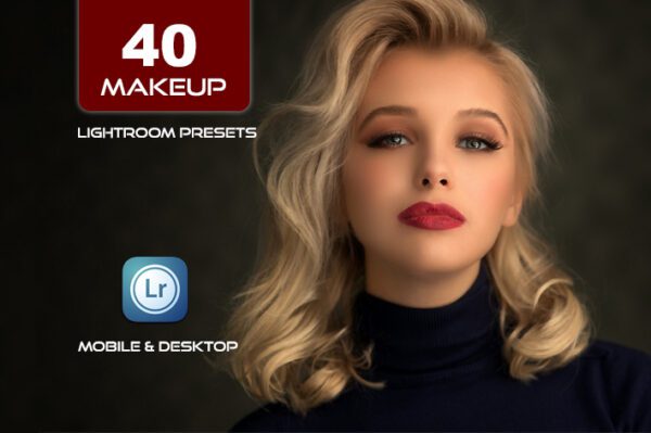 40 پریست لایت روم پرتره 2023 و کمرا راو و اکشن کمرا راو فتوشاپ تم میکاپ Makeup Lightroom Presets