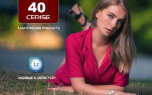 40 پریست لایت روم 2023 حرفه ای و پریست کمرا راو تم صورتی Cerise Lightroom Presets