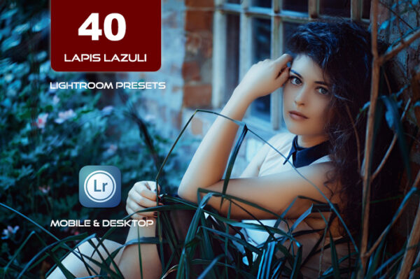 40 پریست لایت روم 2023 حرفه ای و پریست کمرا راو تم لاجوردی Lapis lazuli Lightroom Presets
