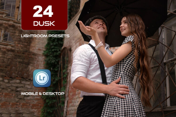 24 پریست لایت روم 2023 حرفه ای تم لحظات عاشقانه Dusk Lightroom Presets