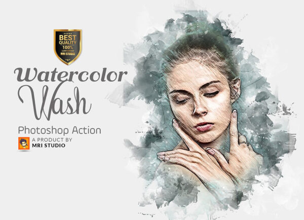 دانلوداکشن فتوشاپ تبدیل عکس به نقاشی بنام Watercolor Wash Photoshop Action