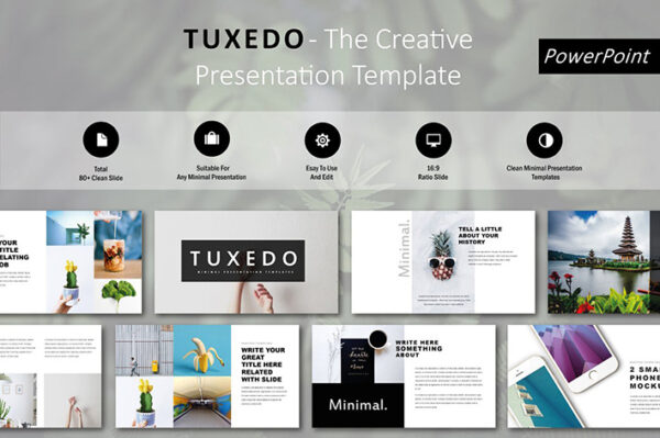 دانلود قالب آماده پاورپوینت Tuxedo Minimal PowerPoint Template