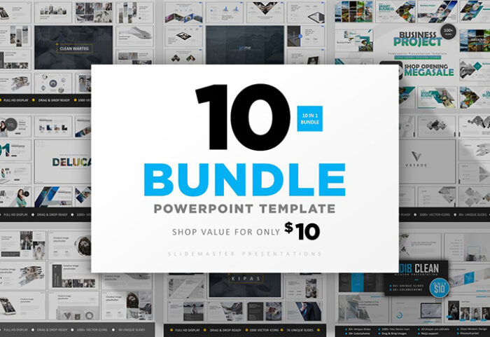 دانلود مجموعه 10 گروه آماده پاورپوینت Clean Bundle Powerpoint