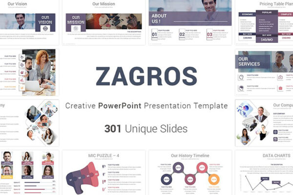 دانلود مجموعه 12000 قالب پاورپوینت Zagros Business PowerPoint Template