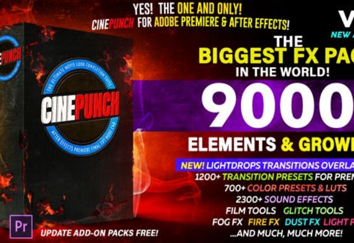 دانلود کاملترین پکیج نیازهای پریمیر CINEPUNCH V.15 The Biggest FX Pack in the World