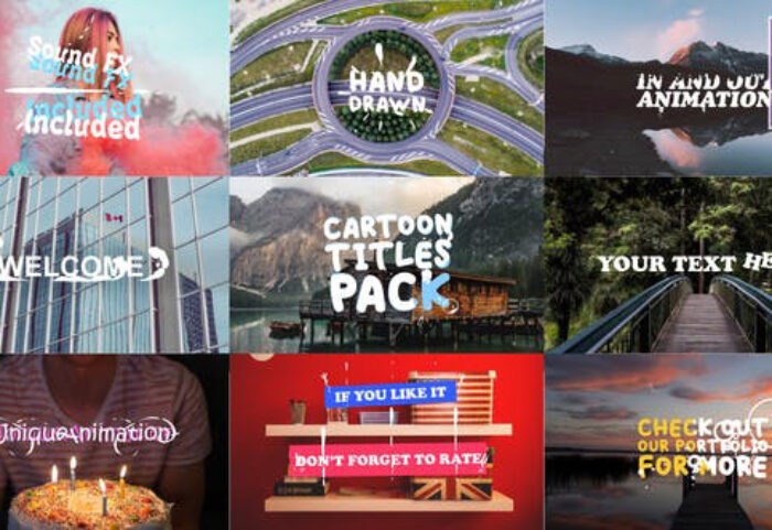 دانلود پکیج تایتل آماده کارتونی پریمیر : Cartoon Titles Pack Premiere Pro MOGRT
