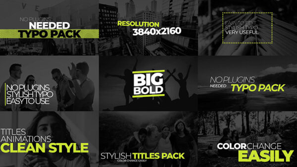 دانلود 9 تایتل آماده متن با رزولوشن 4K پریمیر Stylish Titles Pack V3