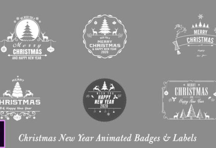 دانلود 7 تایتل آماده پریمیر کریسمس Christmas New Year Badges Premiere Pro