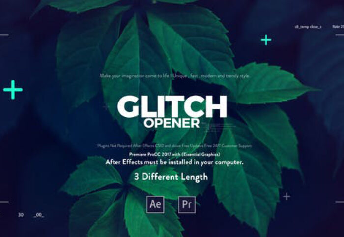 پروژه پریمیر با افکت نویز تیتراژ Glitch Media Opener Premiere Pro