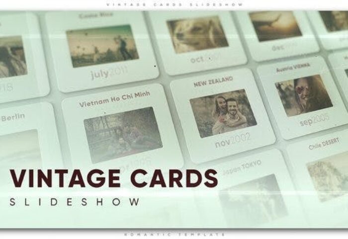 پروژه افترافکت با موزیک اسلایدشو حرفه ای Vintage Cards Slideshow